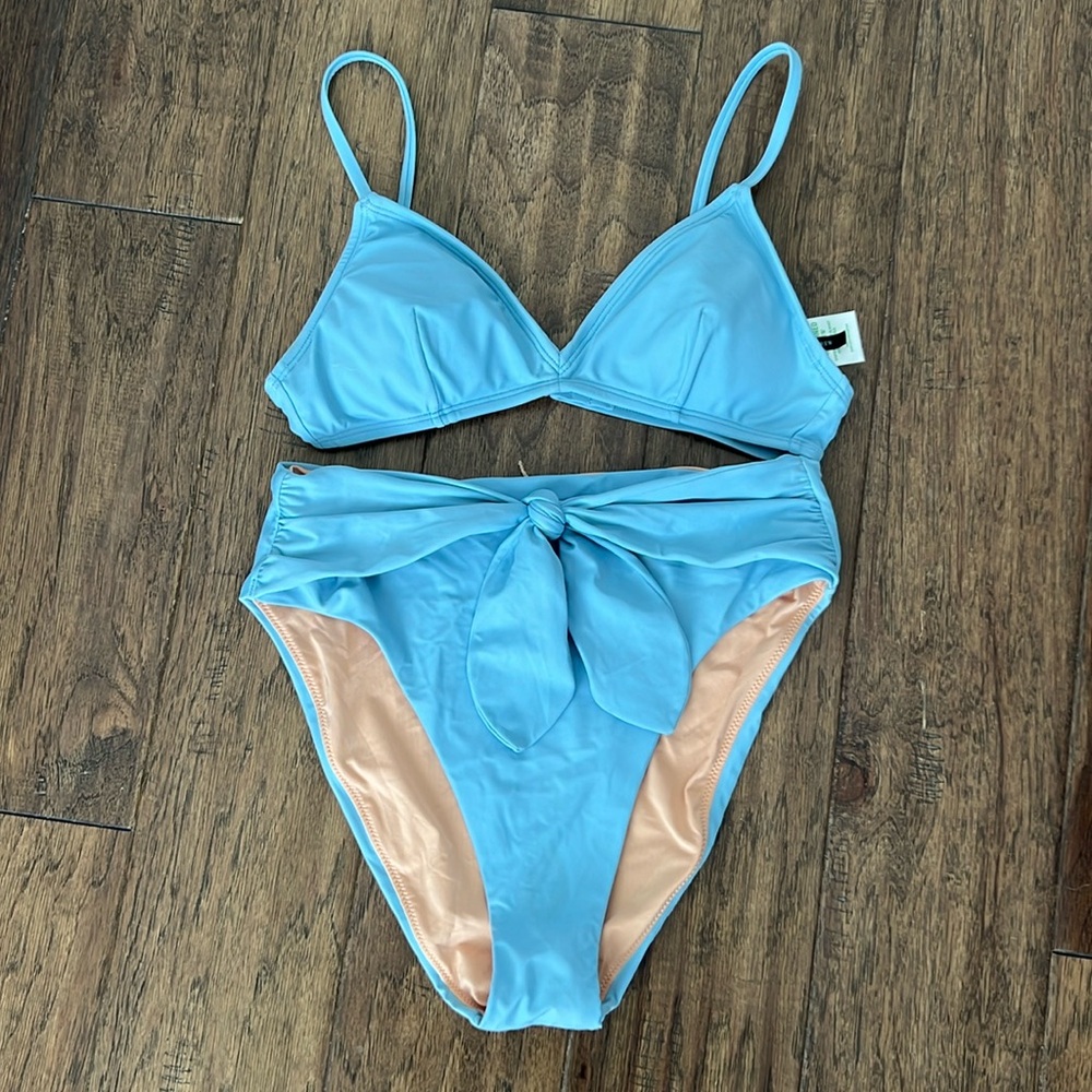 NWOT J.Crew Light Blue Two Piece Swimsuit Size XS